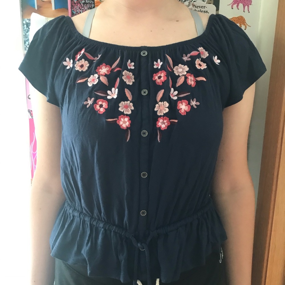 Off the shoulder embroidered top